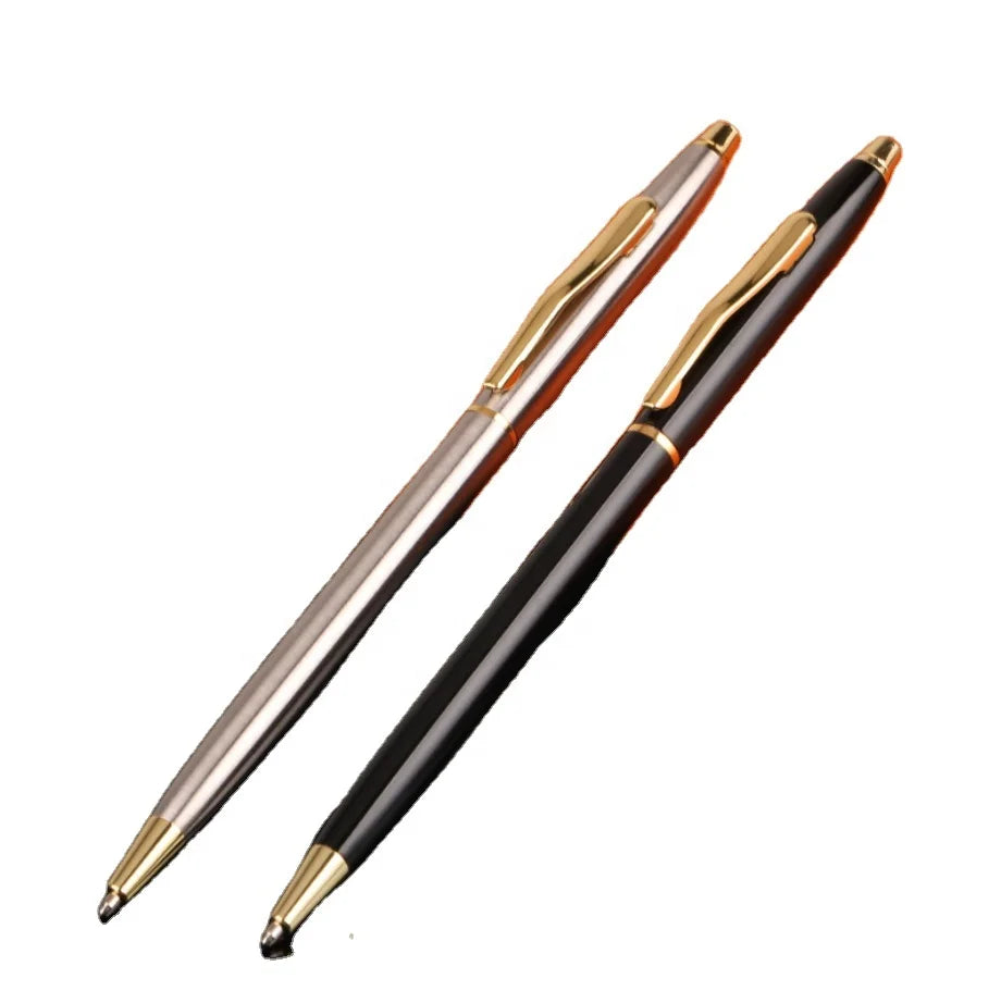 Slim Metal Ballpoint Pen Customized LOGO Hotel Pen Stainless Steel Office & School Pen