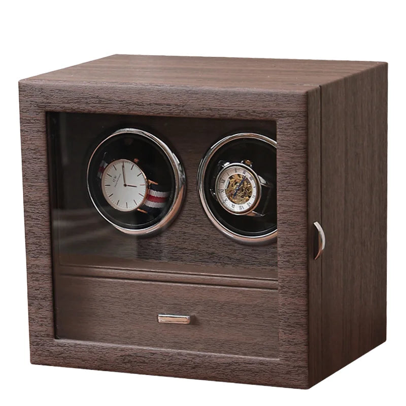Wholesale BETTER Premium Rectangle Black Brown PU Leather 2 Slot Watch Motor Case Jewelry Storage Multi-function Automatic Box