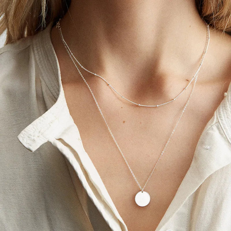 EManco New Design Necklace European and American Simple Double Stainless Steel Necklace