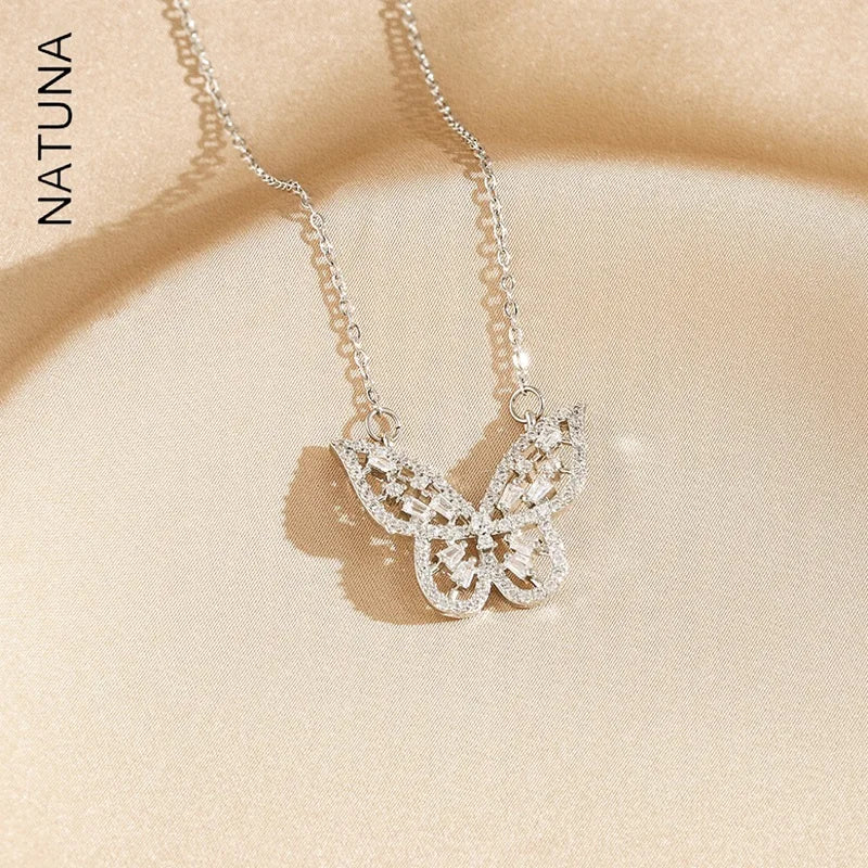 2024 Fine Jewelry Pendant Necklace Hollow Butterfly 925 Sterling Silver Jewelry Necklace  for Women Mother's Day