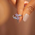 Exquisite Luxury Fine Jewelry 925 Sterling Silver Finger Rings Engagement Purple Zircon Flower Ring for Women