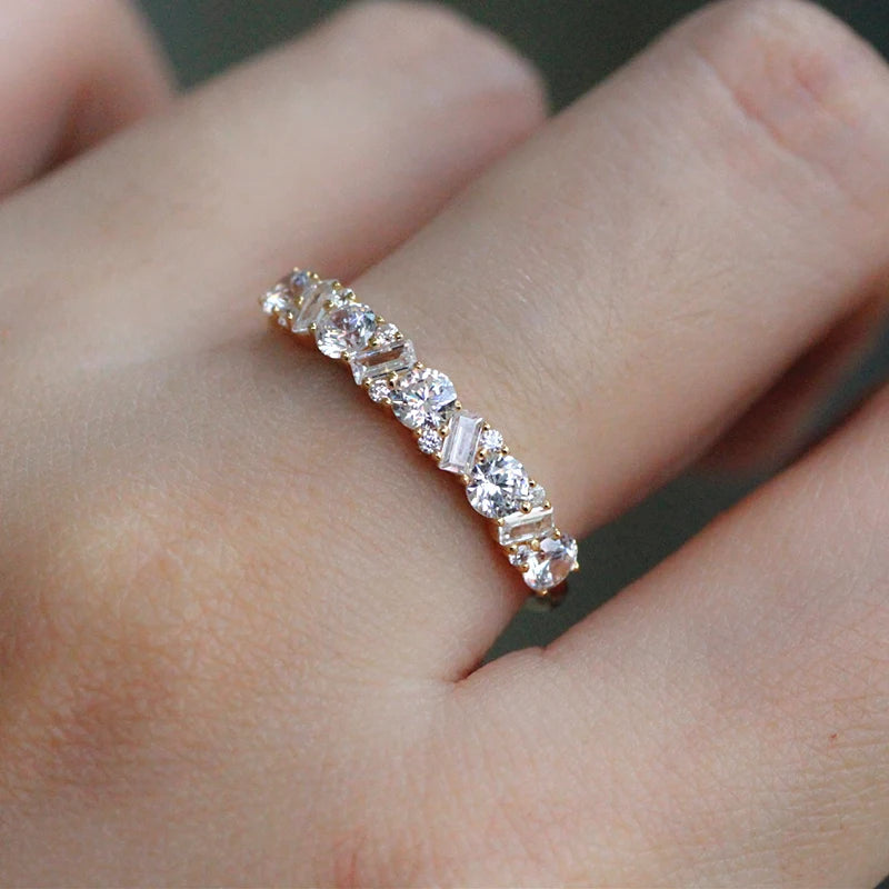 Luxury Wedding Ring for Women 925 Sterling Silver Gold Plated Fine Jewelry Engagement Marriage Proposal Ring Bijou LAMOON