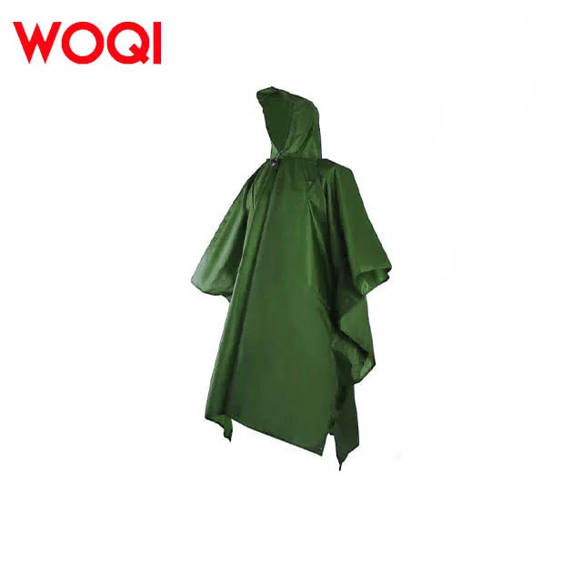 WOQIGood Quality Custom Raincoat Poncho Lightweight Reusable Outdoor Hiking Hooded Waterproof Rain Coats Adults Solid Pattern