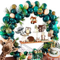 120PCS Jungle Theme Anima Zoo Party Supplies Kit Balloons Garland Arch Kit With Palm Leaves Ivy Vines Jungle Party Decoration