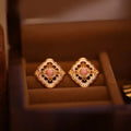 Rose Manor Unique Design Pure 925 Sterling Silver Vintage Pink Snails Gemstone Stud Earrings for Women Girls