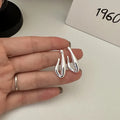 Vintage 925 Sterling Silver Geometric Unique Design Long Stud Earrings for Women Gifts Jewelry