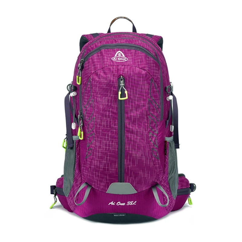Classic Design Summer Portable 38L Waterproof Hiking Backpack with Rain Cover for Travel Camping Mountaineering