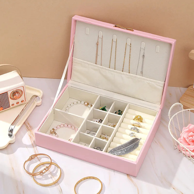 Hot Sale Bracelet Watch Necklace Jewelry Box Ring Earrings Storage Organizers Box Bow Lock Jewelry Gift Case