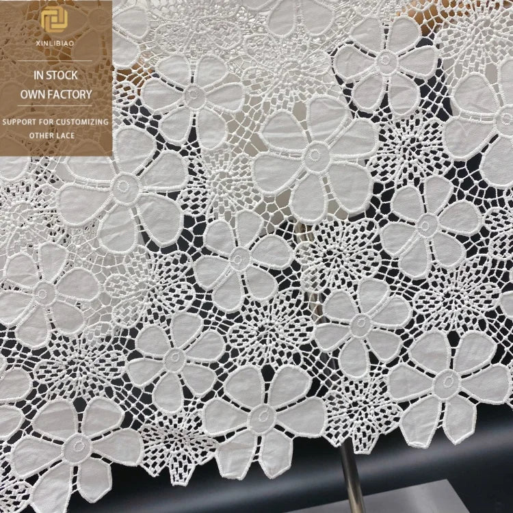 Laser Cutout Embroidery Chiffon Embroidery White Lace Fabric Lace Bridal Gown Embroidered Lace Tulle Fabric