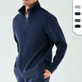 Luxury Sweatshirt With Custom Logo Heavyweight Cotton Blending Pique Mock Neck Pullover Quarter Zip Sweatshirt for Men