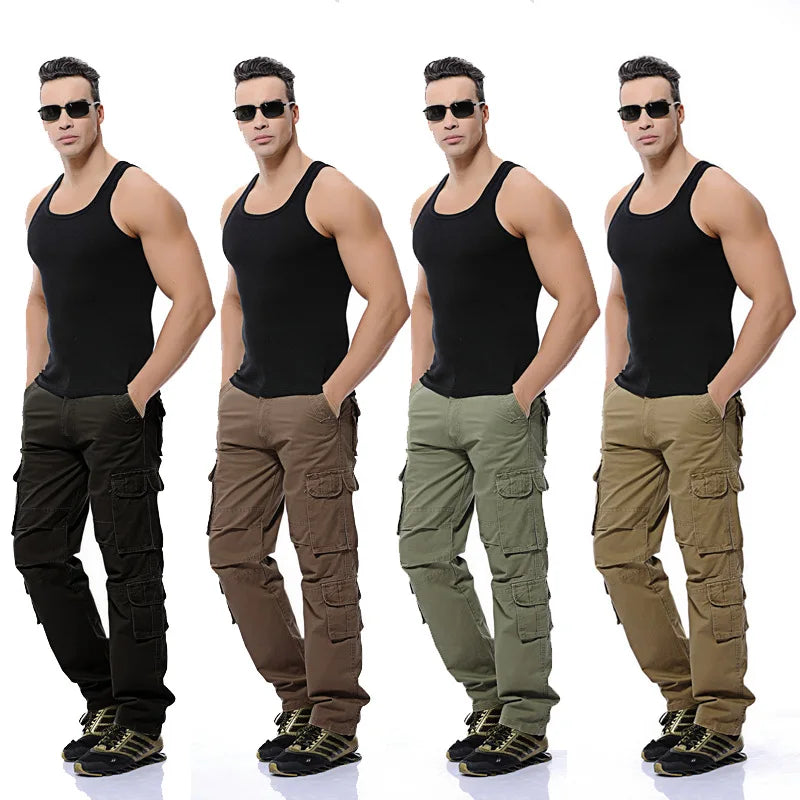Hiking Plus Size Wide Leg Outdoor Track Stacked Straight Cargo Mens Pants Trousers