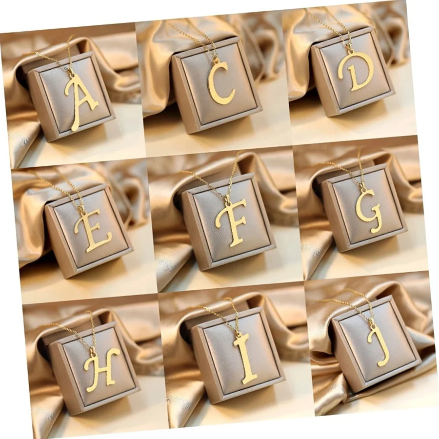 New Arrivals PVD 18K Gold Plated Stainless Steel 26 Alphabet Initial Letter Charms Pendants for Bracelet Necklace Jewelry Making