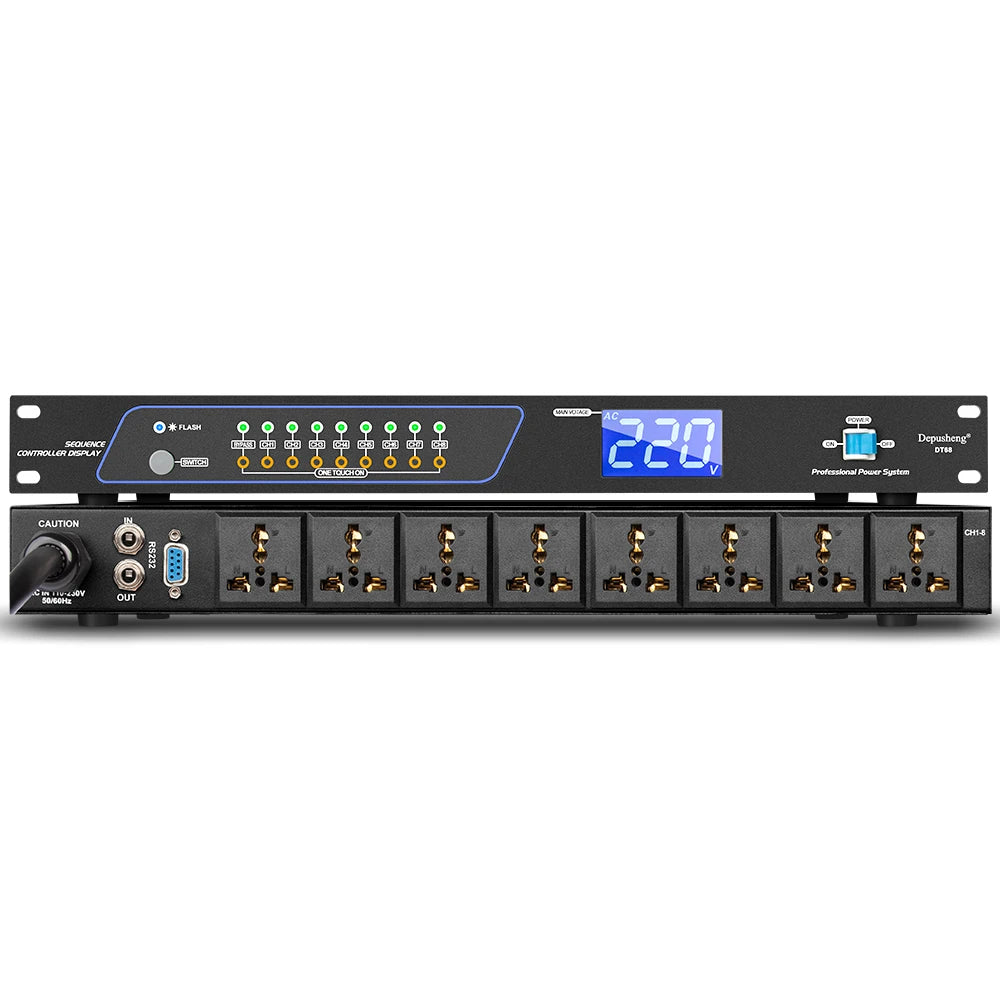 Hot Sale Professional Intelligent 8 Channel Power Sequencer Controller DJ Sound System  with RS232