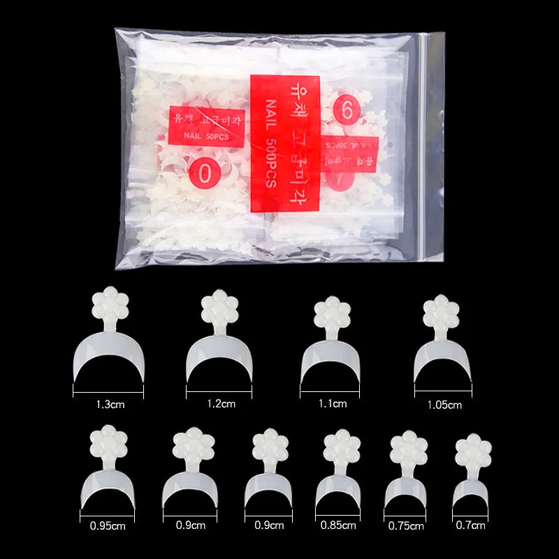 French Nail Tips 500pcs Acrylic French Nail Tips Short Fake Nails White Crescent Shape Half Cover