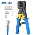 Cat5 Cat5e Cat6 RJ45 Crimp Tool Network Wire Crimpers with Pass-Through Connectors for Regular End-Pass-Through RJ45/RJ12