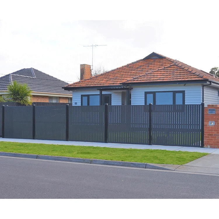 JHR Emerging Wood Plastic Composite Fence Aluminum Post Outdoor Decoration Privacy Slat Wall WPC Fence Panel