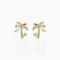ZUOLA Fine Jewelry Brass Gold Plated 925 Silver Pin Stud Earrings Beach Coconut Tree Design Cute Style Piercing for Women
