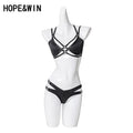 Hot Sale Stargazer Set Black Shiny Material Adjustable-straps Top With Low-waist Short Pole Dance Wear