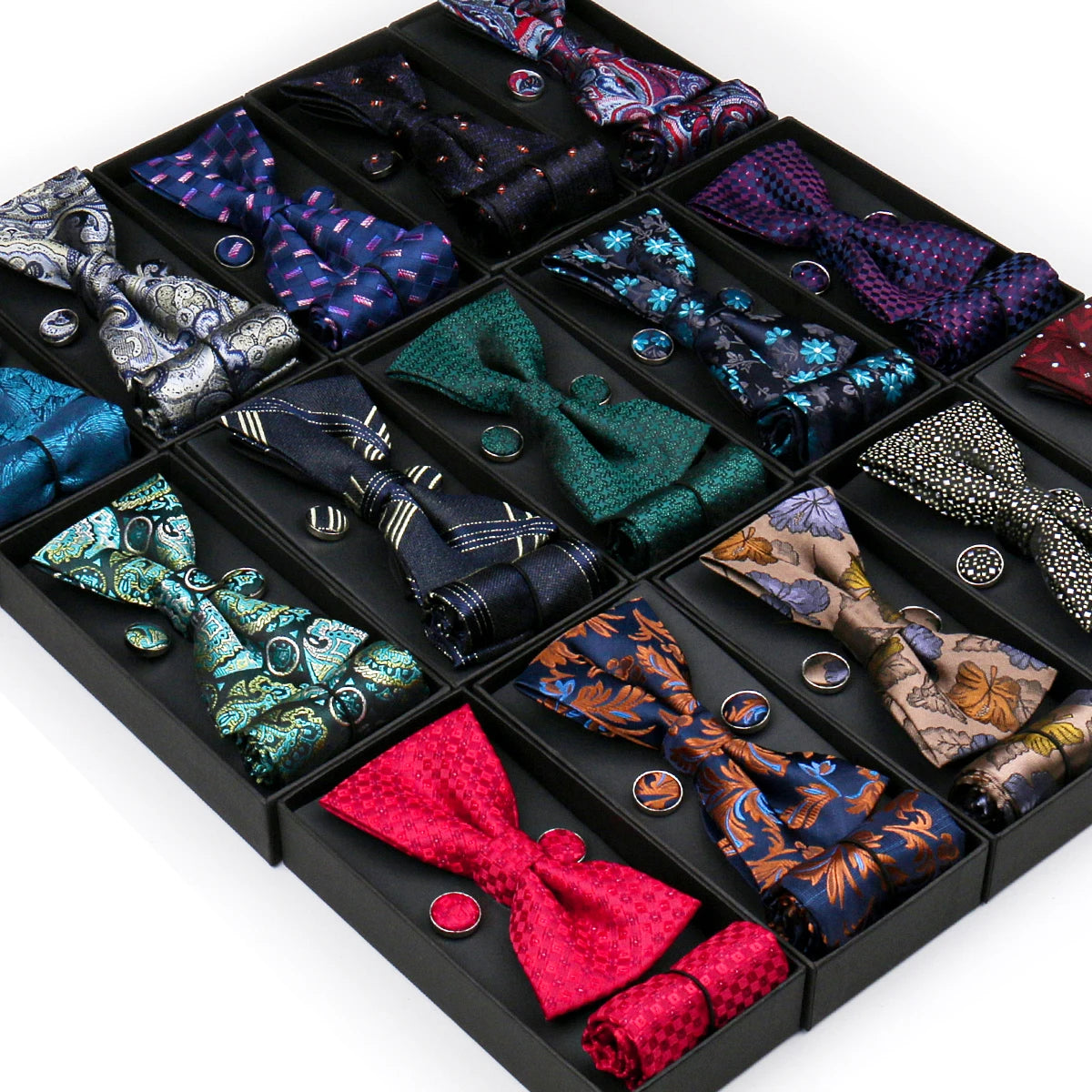 Fashion Cheap Bowtie Wholesale Pink Orange Bow Tie Pocket Square for Men Wedding Bowtie Set for Groom