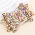 CN 3Inch Chunky Glitter Bow Clip Gold Multi Words Hairpins Girls Pigtails Sparkly Glitter Hair Clip