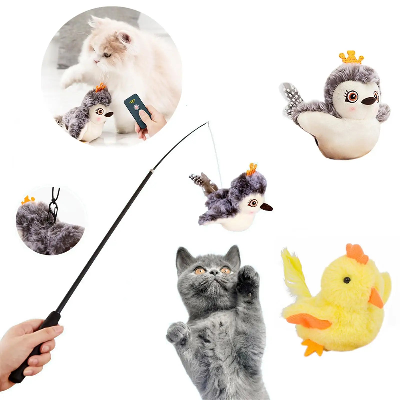 Indoor Pet Movement Flapping Bird No Flying Touch Activated Kitten Toy Exercise All Breed Kicker Catnip Cat Interactive Toy Ball