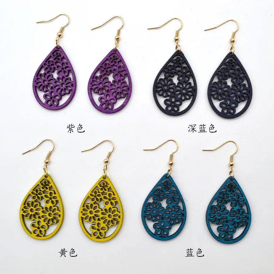2024 Hot-selling Laser Cut Solid Color Wooden Earrings