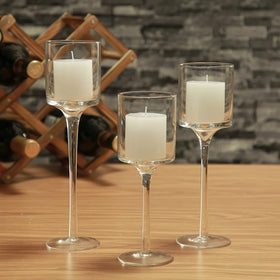 Manufacturer Supply European Style 3 Piece Sets Glass Candle Jar Restaurant Handicrafts High Candle Holders