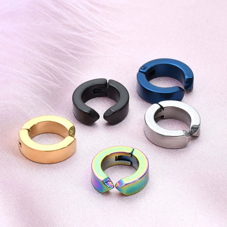 G2410 Wholesale Punk Stainless Steel Clip on Ears Non Piercing Smooth Blank Cuff Earring for Men Women Fashion Jewelry Earrings