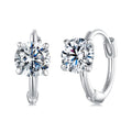 White Gold Plated Moissanite Hoop Earrings for Women D Color Round Cut Moissanite Diamond 925 Silver Hypoallergenic Earrings