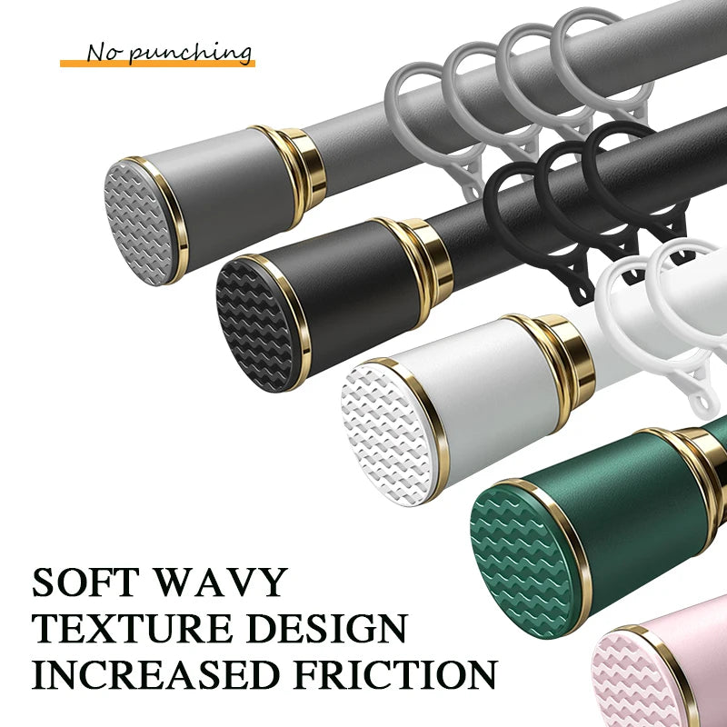 ARODDY Hotel Extendable Curtain Poles Metal Shower Curtain Poles Home Single Tension Adjustable Window Curtain Rod