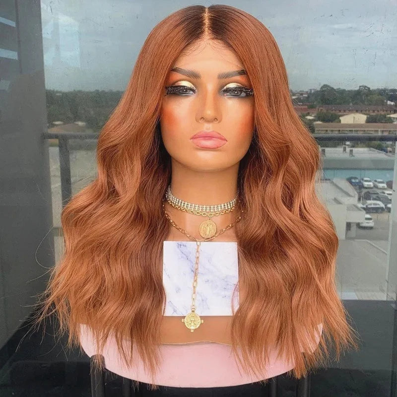 Bleach Knots Orange Brown Color Body Wave Top Quality European Virgin Human Hair Invisible Hairline Lace Front Human Hair Wigs