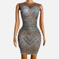 Sexy Party Cocktail Pencil Dress Drag Queen Performance Dancer One Piece Dress Evening Gown Women Prom Night Club Diamond Dress