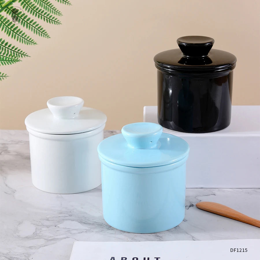Modern Kitchen Household Porcelain Butter Keeper Dish Wholesale French Ceramic Butter Crock
