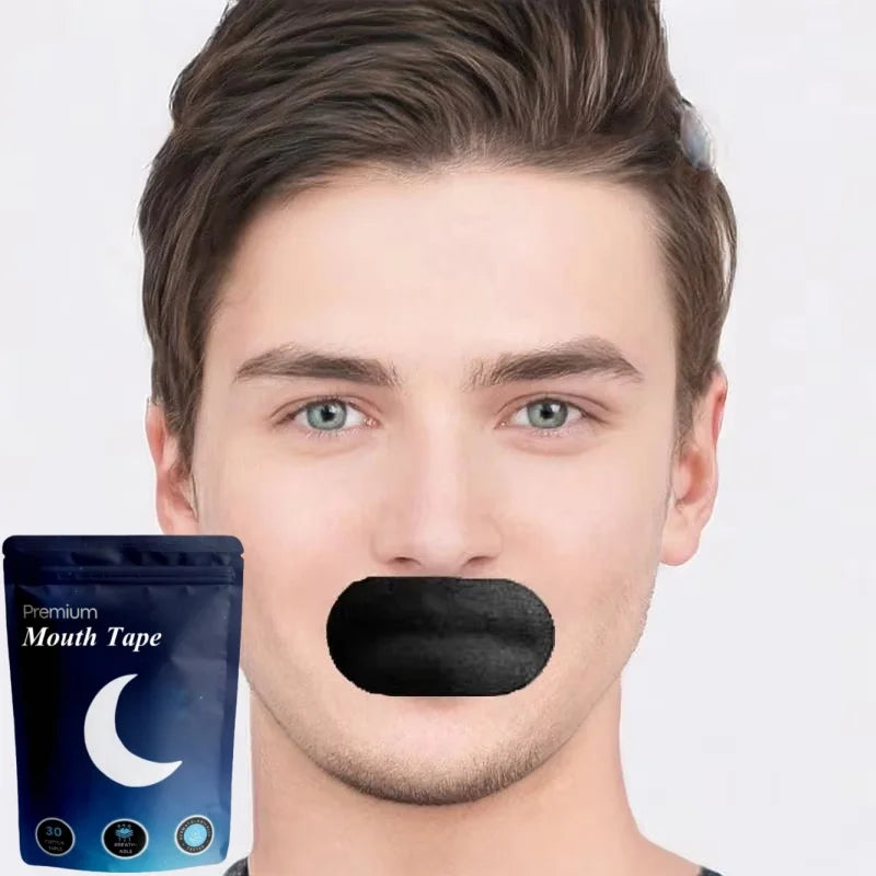 HLK Innovative Sleeping Product Anti Snoring Sleep Strips Cotton Black Mouth Tape Mouthtape for Nasal Breathing Hypoallergenic