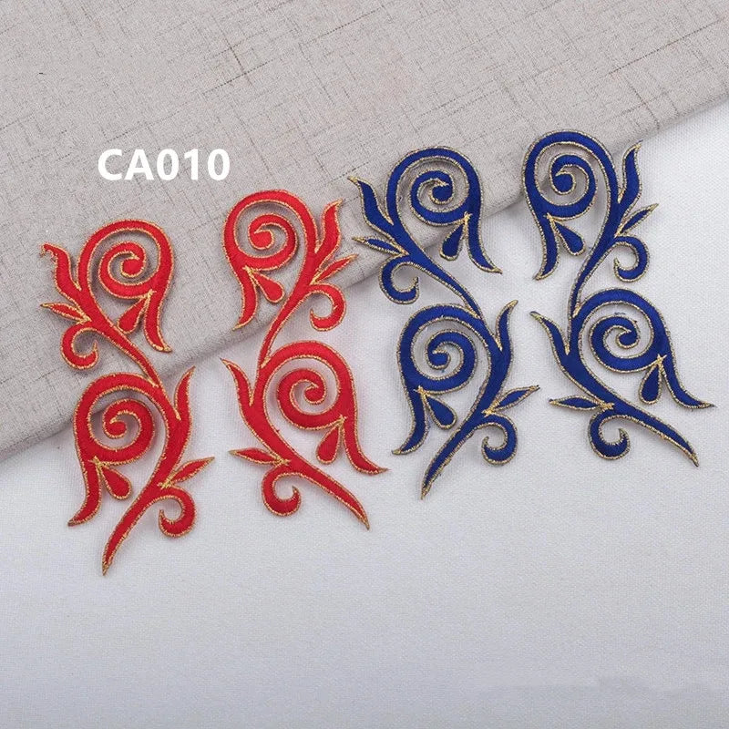 Customizable Leather Iron-On Lace Embroidered Patches in Gold and Silver for Dance Clothing Decals CA010