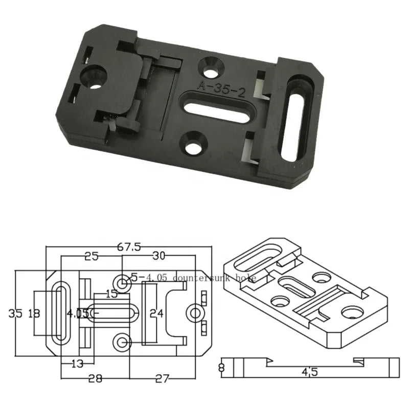 Miniature Plastic DIN Guide Rail Bracket 67.5x35x8mm Black Buckle Clamping Clip Industrial Equipment Metric Huaqi Mingtong Clamp