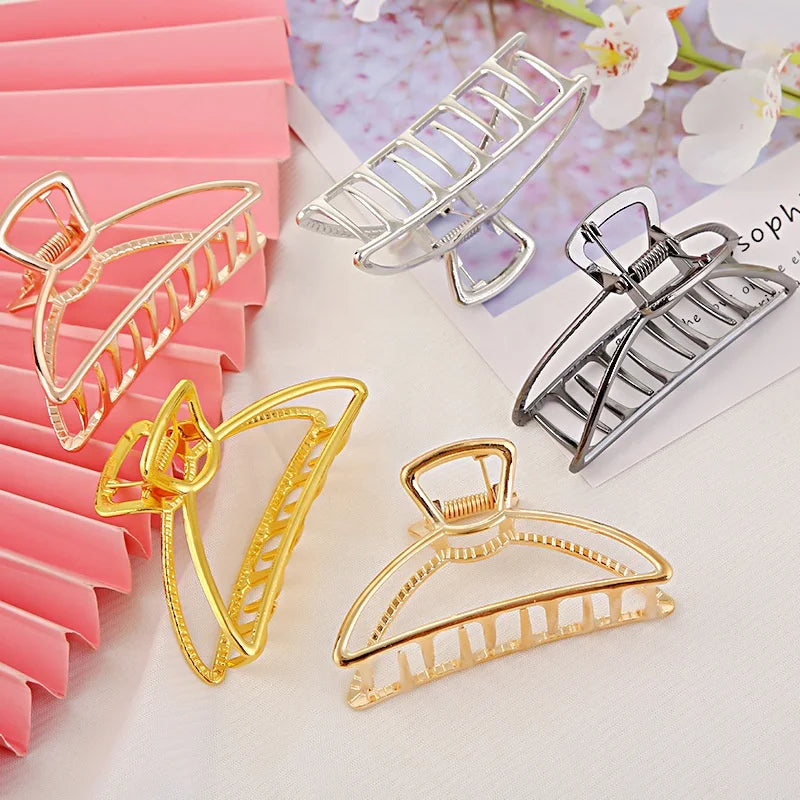 3 Inch Women Hair Accessories Catch Gold Crescent Silver Alloy Moon Bun Hairpins Hair Clamp Metal Hairclaw Hair Claws Clips