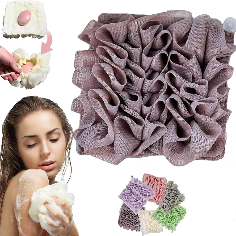 Custom Logo Soft Soap Bag Washcloth 2-in-1 Bath Sponge Exfoliation Cleansing for Smooth Skin Bath Brushes Sponges Scrubbers