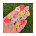 100Pcs 15MM Colorful Soft Sweet Candy Flatback Resin Cabochons Hollow Love Heart Sugar Crafts DIY Jewelry Making Findings