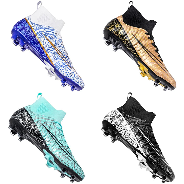 Factory Direct Sales High-top FG Spiked Training Rubber Sole Football Shoes Men Soccer Shoes Zapatos De Futbol