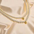 Fashion Choker Copper Pearl Titanium Steel Necklace Gold Women 6mm 8mm Necklace