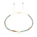 Fashion Freshwater Pearl Hand Woven Colorful Rainbow Beaded Adjustable Bracelet for Women Lucky Boho Beaded Bracelets