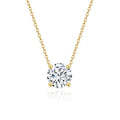 OAHLAN 925 Sterling Silver 14K Gold Plated Necklaces for Women Solitaire 1.5 Carat CZ Round Pendant Necklace Engagement Wedding