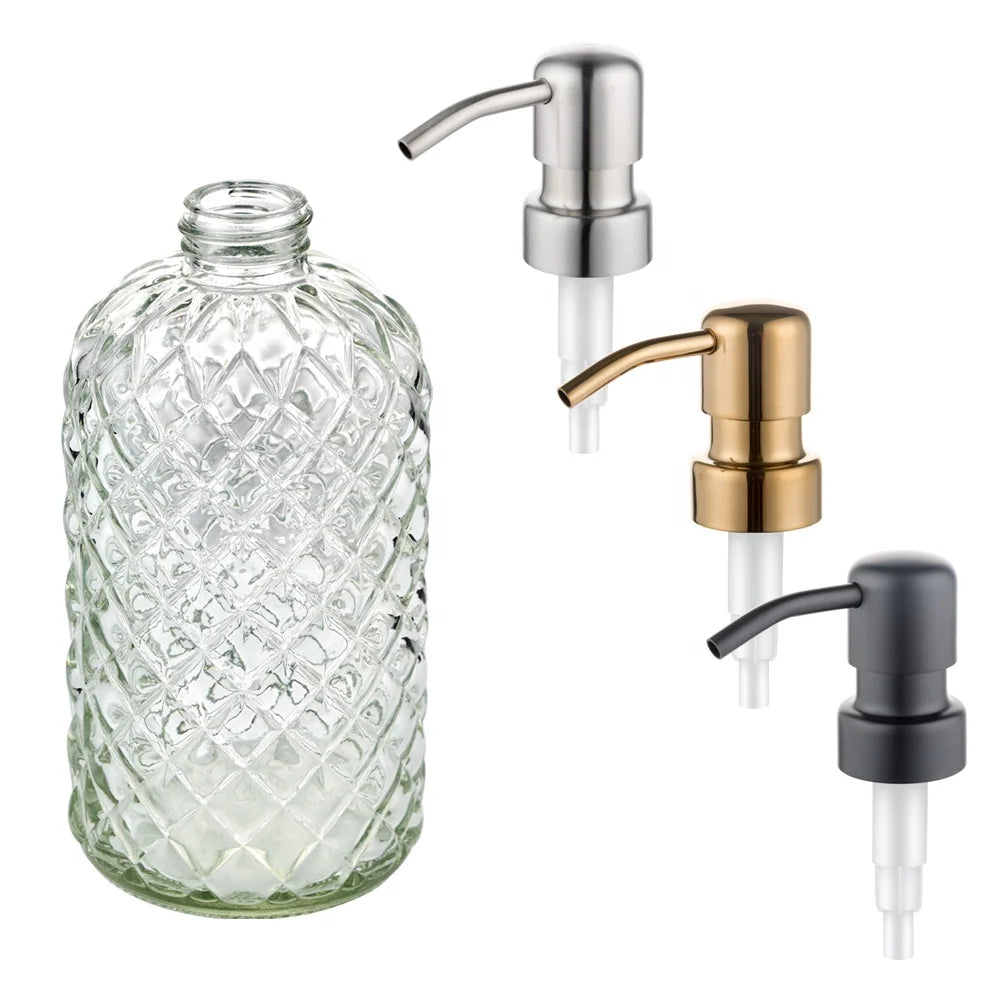Wholesale 400ML Custom 28mm Stainless Steel Shampoo and Lotion Pump for Glass Bottle Liquid Soap Dispenser
