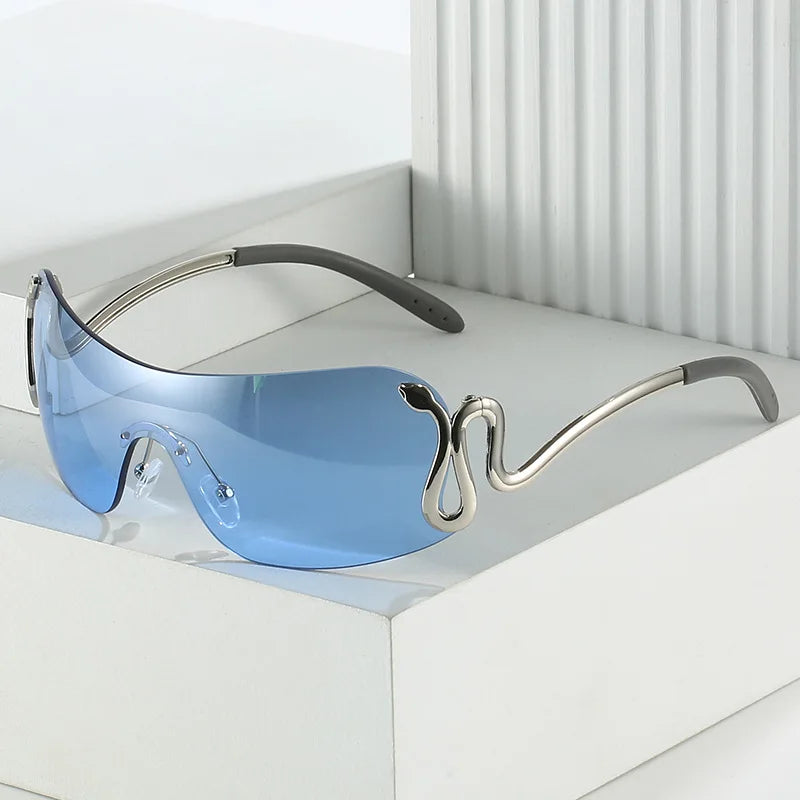 Twooo 3559 Luxury Snake Decoration Y2K Women Fashion Shades Sunglasses 2023