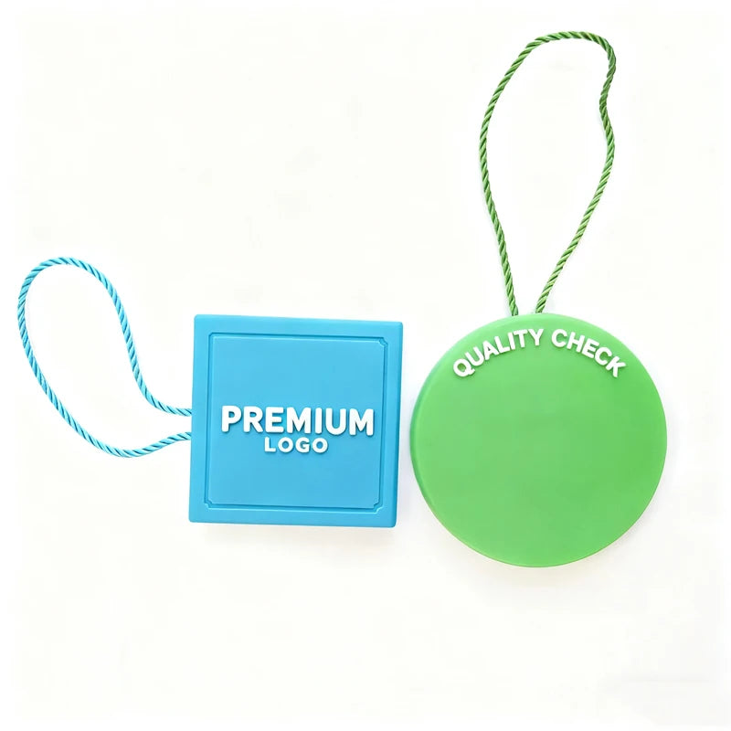 Custom Fashion Design Emboss logo Round Shape Lock Tag  Swing Label  Plastic Tag Labels  for Soccer Shoes