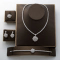 In Stock New Luxury  4 Pcs Bridal Jewelry Set for Women Rose Flower Design Cubic Zirconia Bridal Necklace for Noble Lady CN164