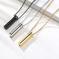 Custom Name logo Gold Black Plated Urn Necklace Cubic Zircon Inlay Cylinder Cremation Pet Dog Urn Ash Memory Pendant Necklace