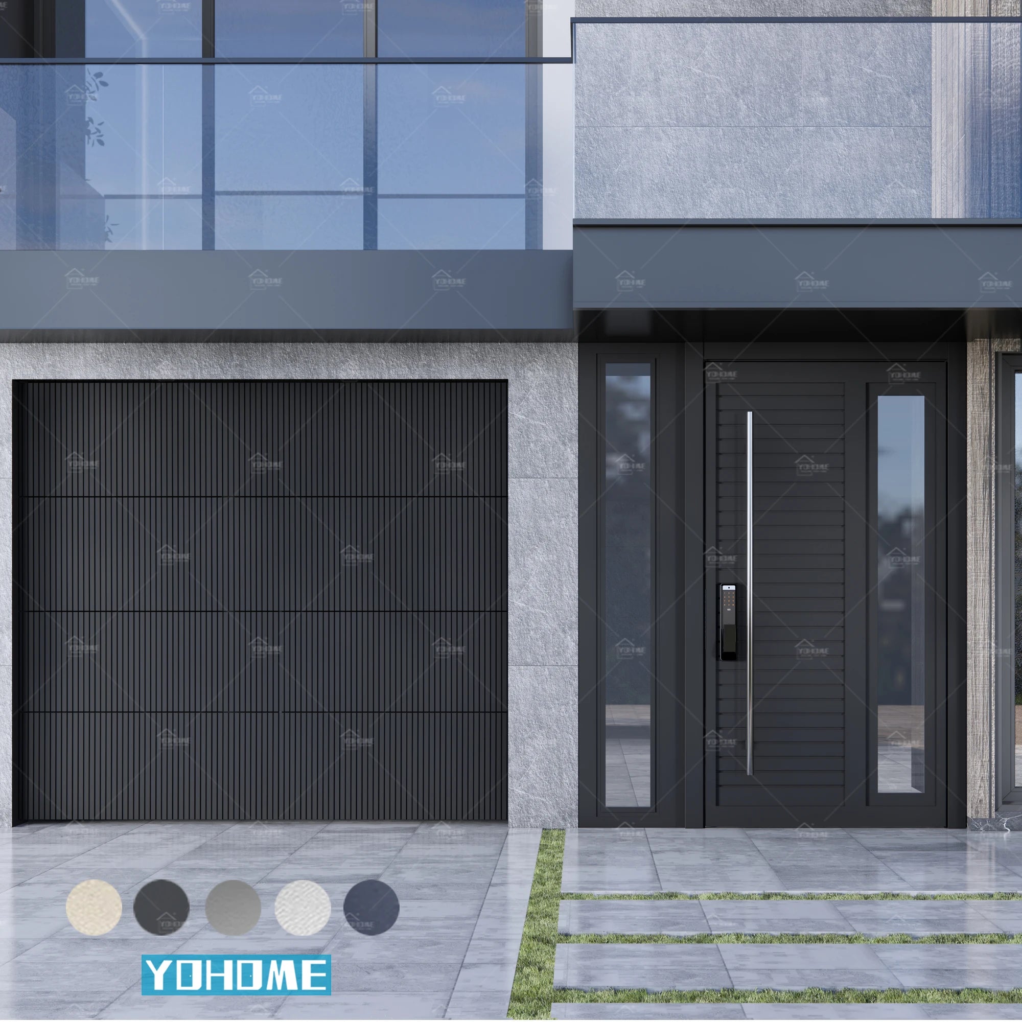 American Approved Villa Insulated Corrosion Resistant Remote Control Garage Door USA  Overhead Garage Doors in Black