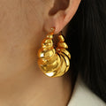 New 18K PVD Gold Plated Hollow Croissant Design Stainless Steel Big Statement Hoop Earrings Trendy Wholesale Jewelry for Gifts